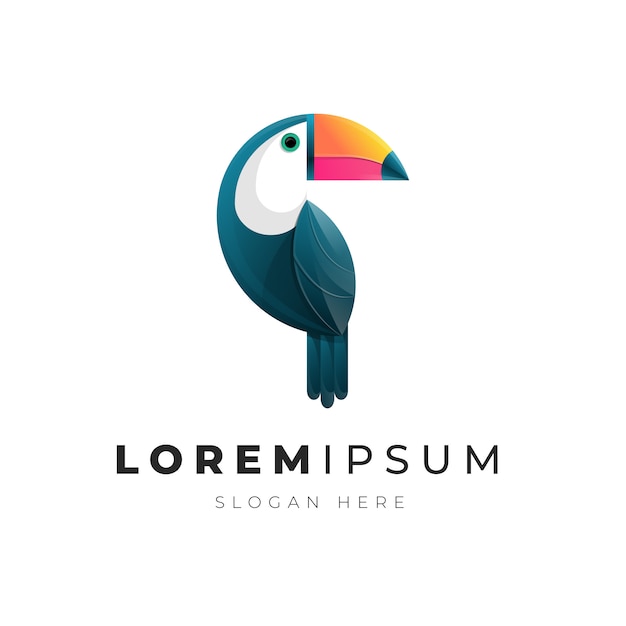 Ilustracja Logo Kolorowe Abstrakcyjne Ptak Tukan Gradientu