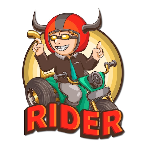 Ilustracja Logo Maskotki Motocyklisty