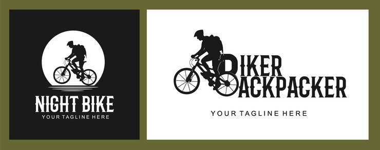 ilustracja logo męska sylwetka jadąca na rowerze