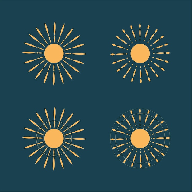 Ilustracja Logo Mistyczne Boho Wschód Słońca