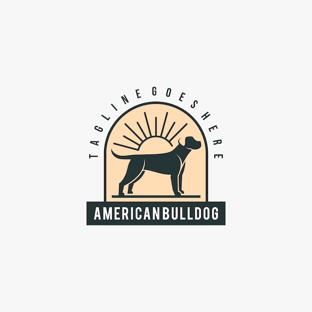 Ilustracja Logo Styl Vintage Odznaka Buldog Amerykański.