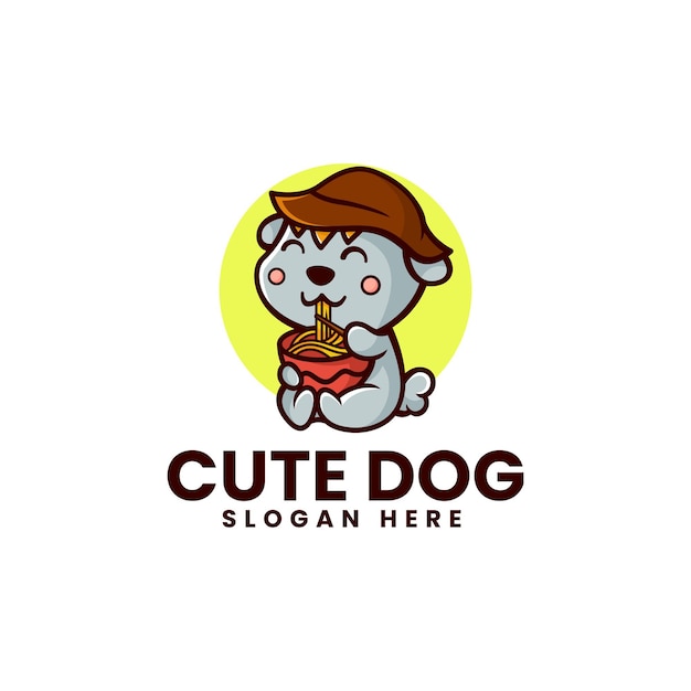 Ilustracja Logo Wektor ładny Pies Maskotka Stylu Cartoon