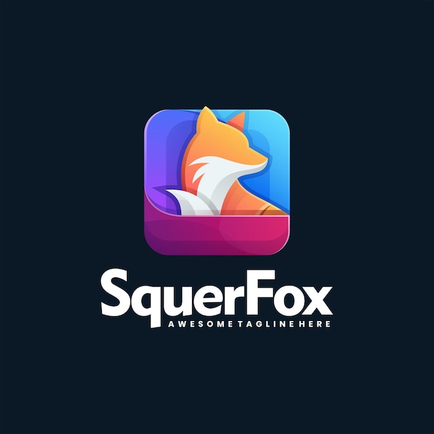 Ilustracja Logo Wektor Square Fox Gradient Kolorowy Styl