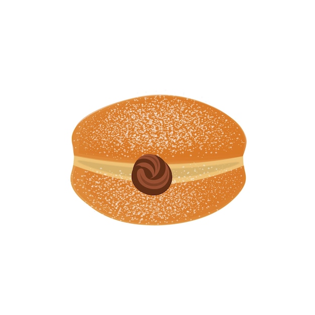 Ilustracja Logo Wypełnionego Pączka Lub Bombolone Z Posypką Cukru