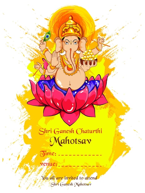 Ilustracja Lord Ganpati Tło Dla Festiwalu Ganesh Chaturthi W Indiach, Tło, Plakat,