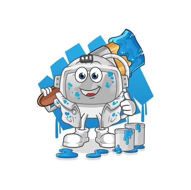 Ilustracja Malarz Kask Astronauta. Wektor Znaków