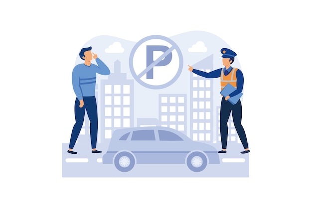 Ilustracja Mandatów Za Parkowanie Ekskluzywna Inspiracja Projektowa Policja Wystawia Mandat Za Parkowanie Na Parkingu