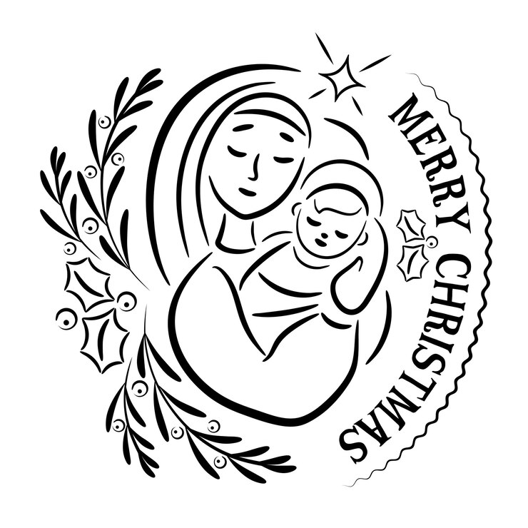 Ilustracja Maryi Dziewicy i Dzieciątka Jezus
