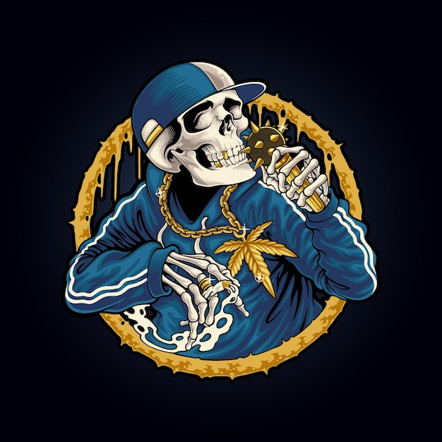 Plik wektorowy ilustracja maskotka czaszki rap