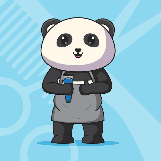 Ilustracja Maskotka Fryzjer Panda