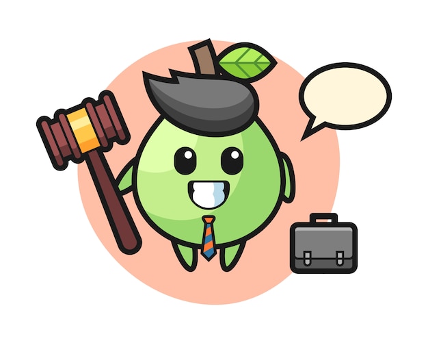 Ilustracja maskotka guawa jako prawnik, ładny styl na koszulkę, naklejkę, element logo