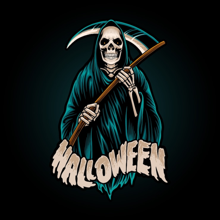 Wektor ilustracja maskotka halloween grim reaper