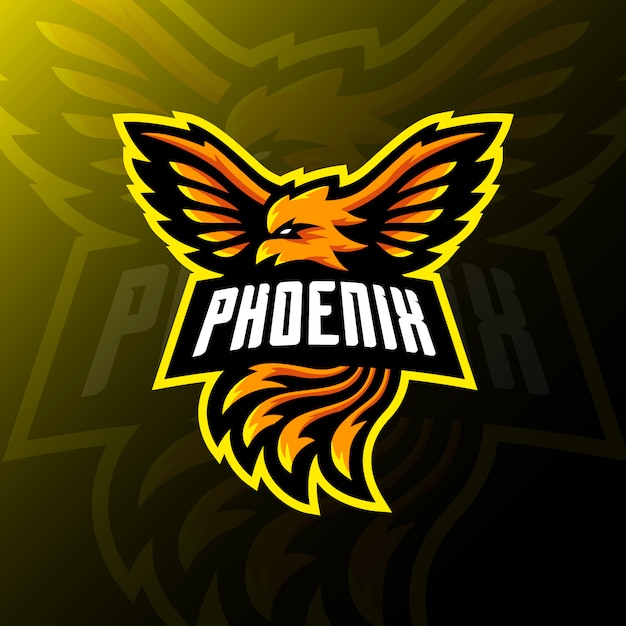 Plik wektorowy ilustracja maskotka logo esport phoenix gry hazardowej.