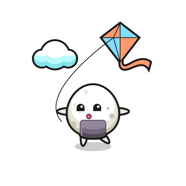 Ilustracja Maskotka Onigiri Gra Latawiec, ładny Styl Na Koszulkę, Naklejkę, Element Logo