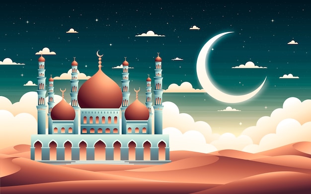 Ilustracja meczetu w stylu gradientu