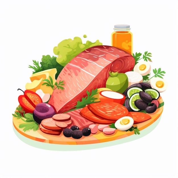 Plik wektorowy ilustracja menu wektorowego jedzenie posiłek mięsny restauracja popularny zestaw obiad ikona kolacja przekąska