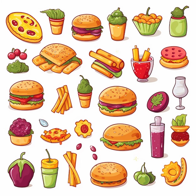 Plik wektorowy ilustracja menu wektorowego jedzenie posiłek mięsny restauracja popularny zestaw obiad ikona kolacja przekąska