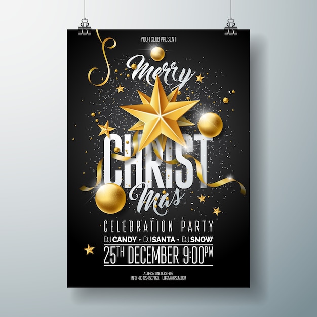 Ilustracja Merry Christmas Party Flyer Z Holiday Typografii