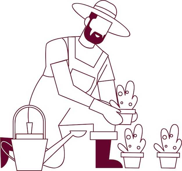 Plik wektorowy ilustracja męskiego charakteru beztwarzowego rolnika