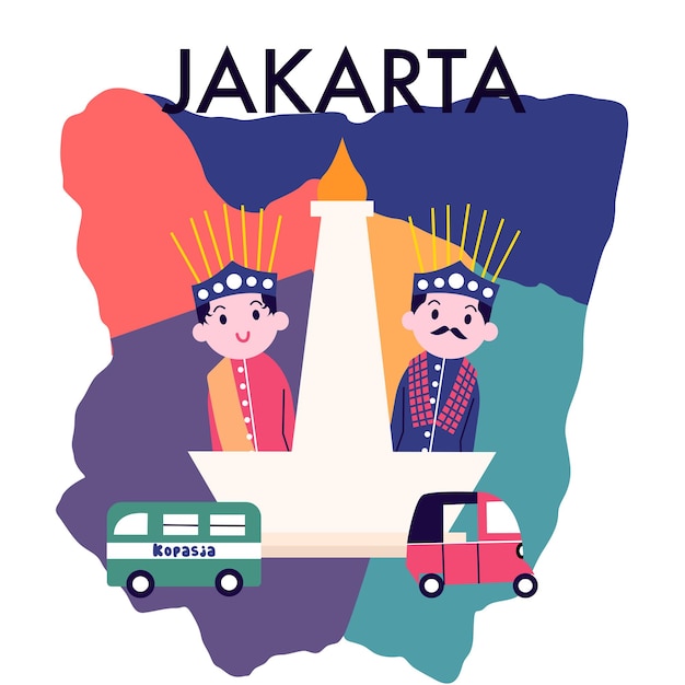 Plik wektorowy ilustracja miasta dżakarta