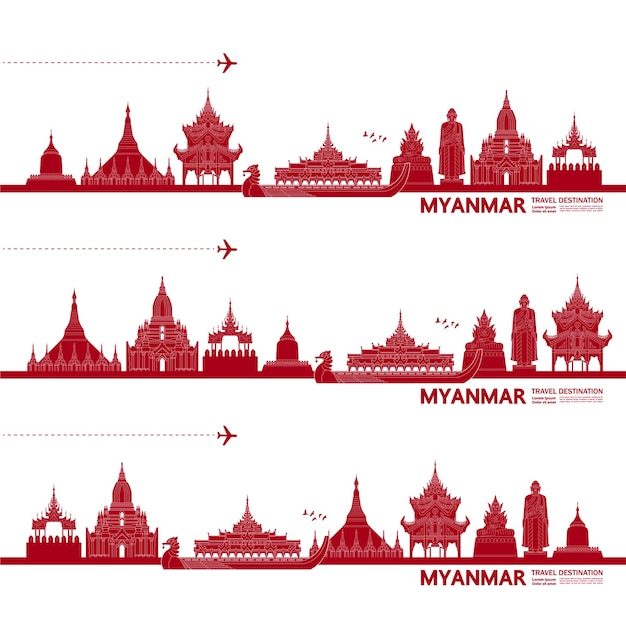 Plik wektorowy ilustracja miejsca podróży myanmar.