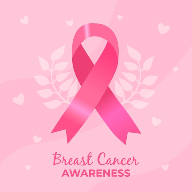 Ilustracja miesiąca świadomości raka piersi z różową wstążką