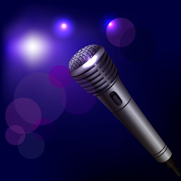 Plik wektorowy ilustracja mikrofonu w ciemności