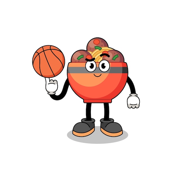 Plik wektorowy ilustracja miski klopsików jako koszykarz