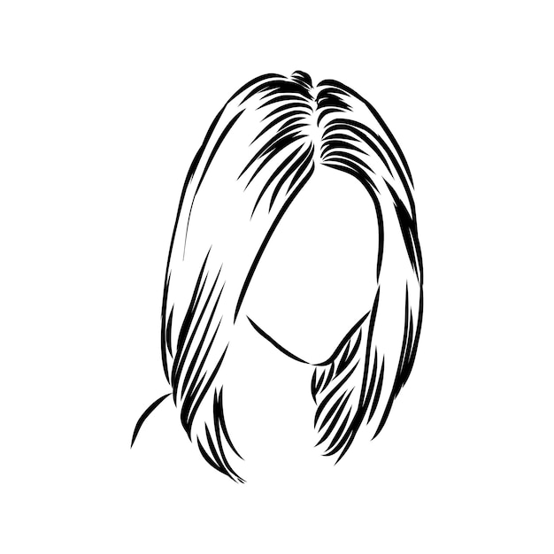 Plik wektorowy ilustracja moda. kobieta ze stylowymi fryzurami, szkic wektor