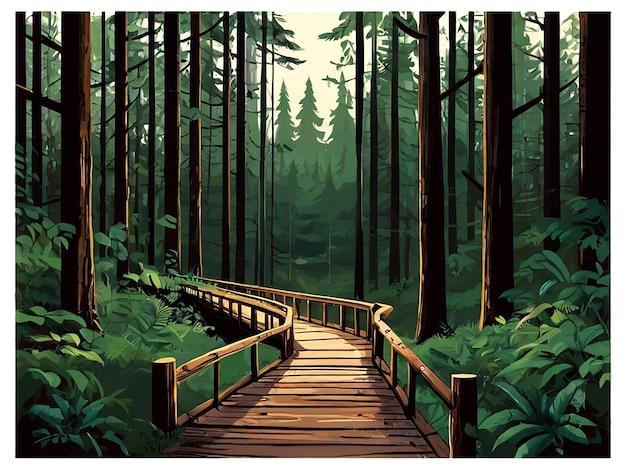 Plik wektorowy ilustracja mostu wektorowego serene forest izolowana