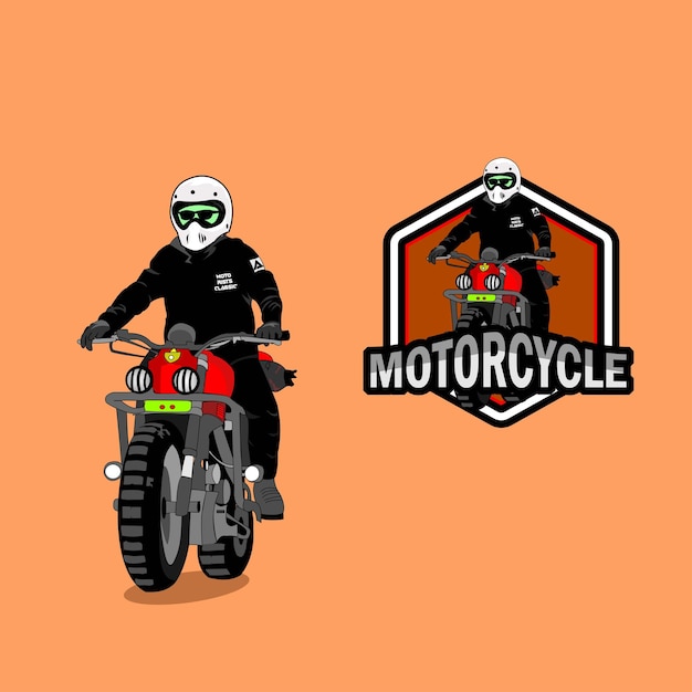 Ilustracja Motocyklisty I Logo Jeźdźca