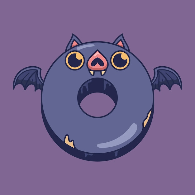 Ilustracja Motywu Halloween Bat Donut