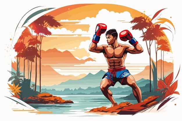 Plik wektorowy ilustracja muay thai trening sportowy