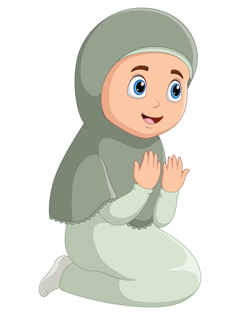 Ilustracja Muzułmańskiej Kobiety Modlącej Się Na Białym Tle