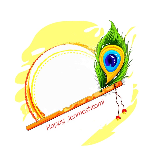 ilustracja na indyjskie święto Janmashtami, narodziny Pana Kryszny (hinduskiego boga), garnki z masłem, flet