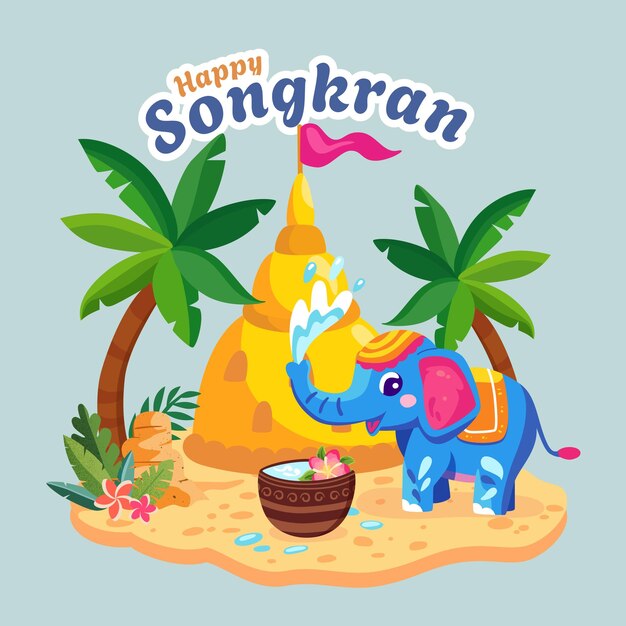 ilustracja na świętowanie festiwalu wodnego Songkran