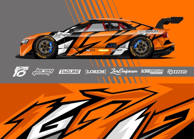 Ilustracja naklejek na samochód sportowy