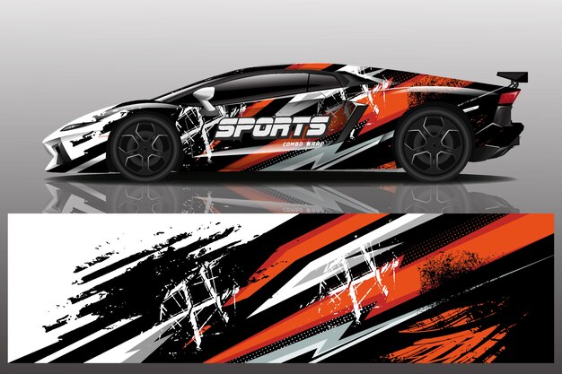 ilustracja naklejka samochód sportowy