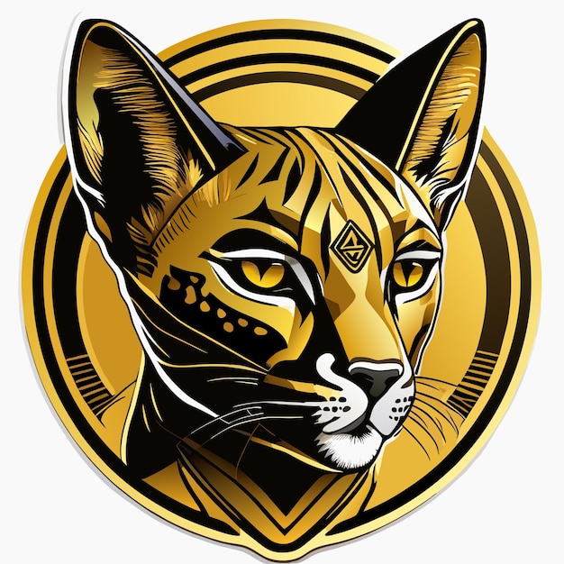 Plik wektorowy ilustracja naklejki afrykański złoty kot