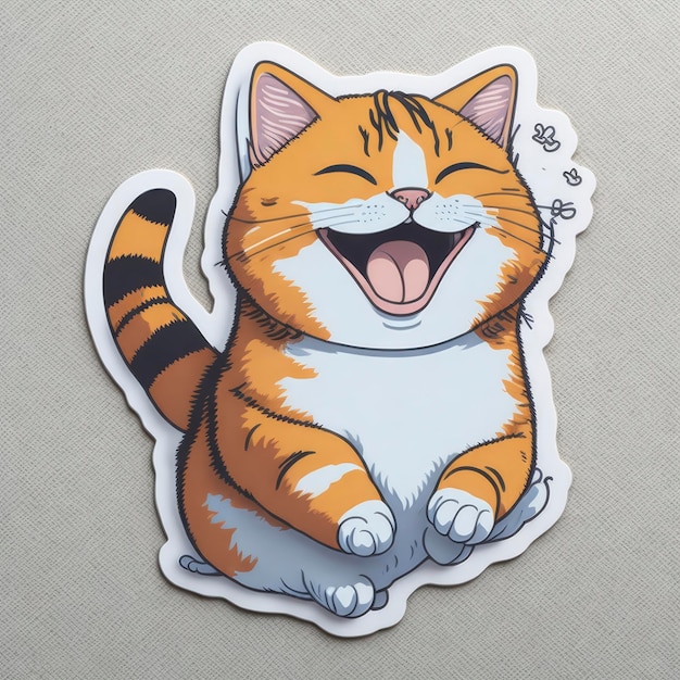 Ilustracja naklejki szczęśliwego kota