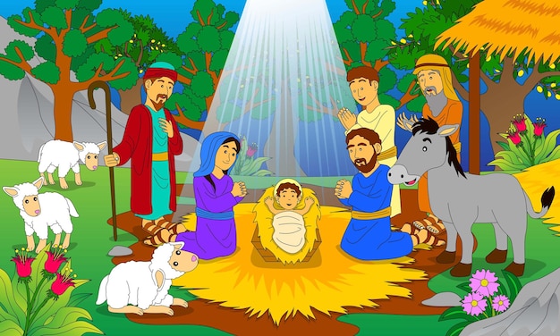 Plik wektorowy ilustracja narodzin jezusa