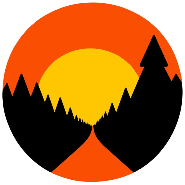 Plik wektorowy ilustracja naturalnego zachodu słońca w górach