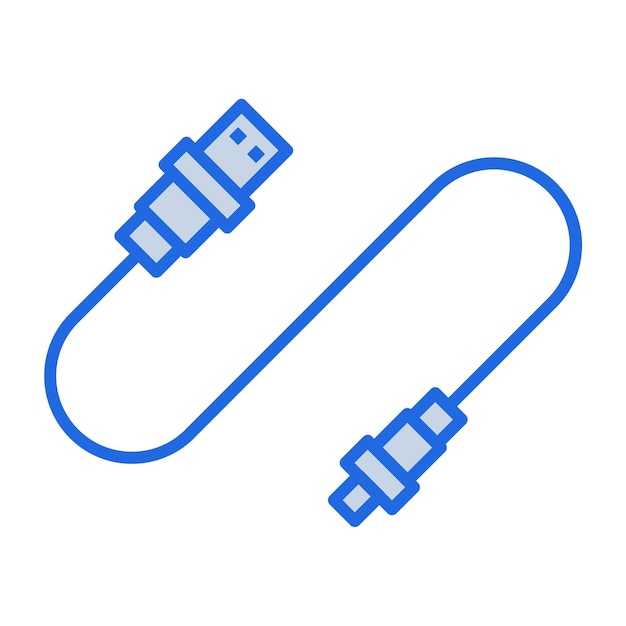 Ilustracja niebieskiego tonu kabli USB