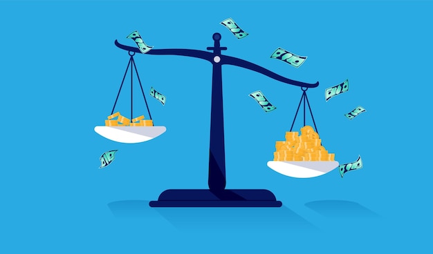 Plik wektorowy ilustracja nierównej płacy z wagą z pieniędzmi