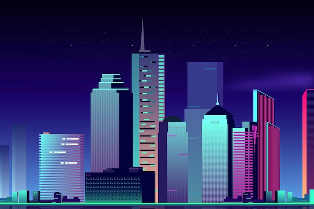 ilustracja nocna płaska konstrukcja