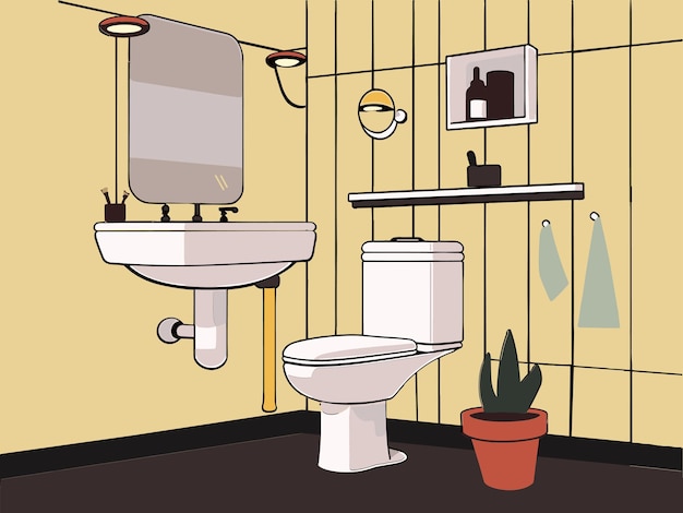 Plik wektorowy ilustracja nowoczesnej toalety łączącej komfort i współczesność