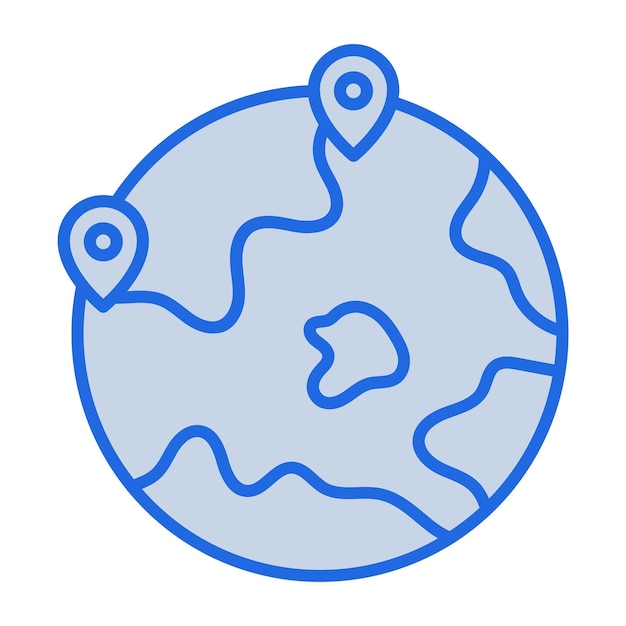 Plik wektorowy ilustracja o lokalizacji na całym świecie w niebieskim tonie