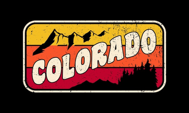 Ilustracja Odznaki Górskiej W Stylu Vintage W Kolorado I Lesie Na Plakat Z Logo Tshirt Itp