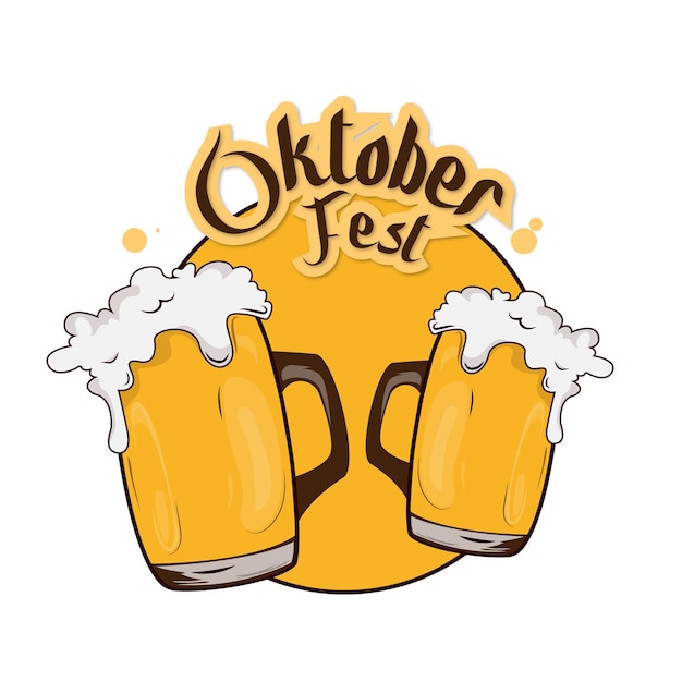 Ilustracja Oktober Fest Z Piwem I Butelką Piwa