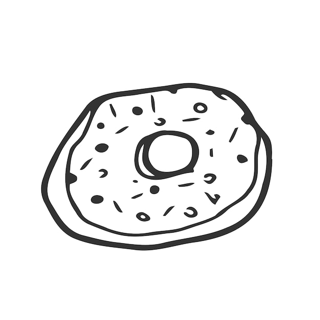 Ilustracja pączka Ręcznie narysowany szkic pączka Ilustracja fast food w stylu doodle